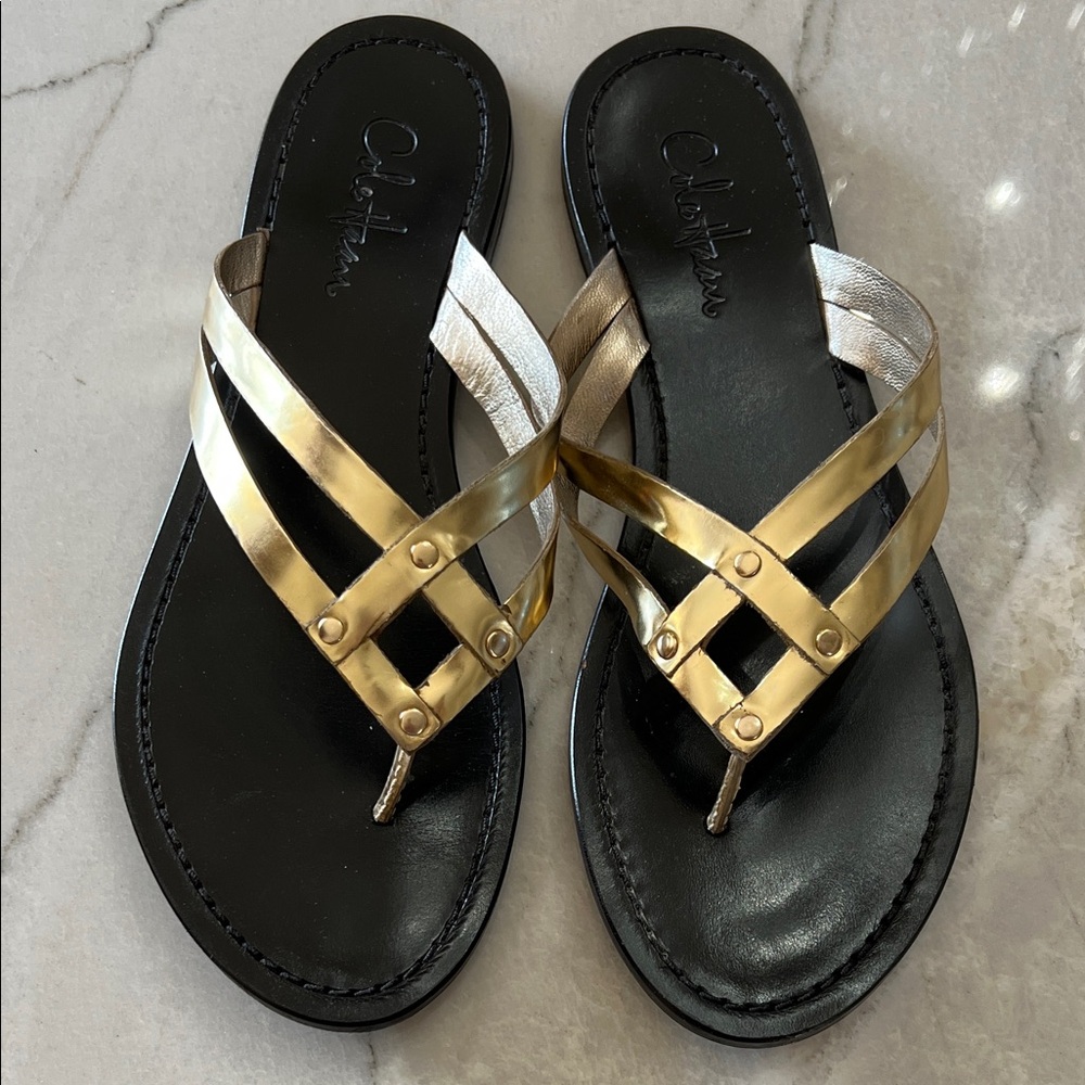 Cole Haan Vineyard Thong Flip Flop in Gold